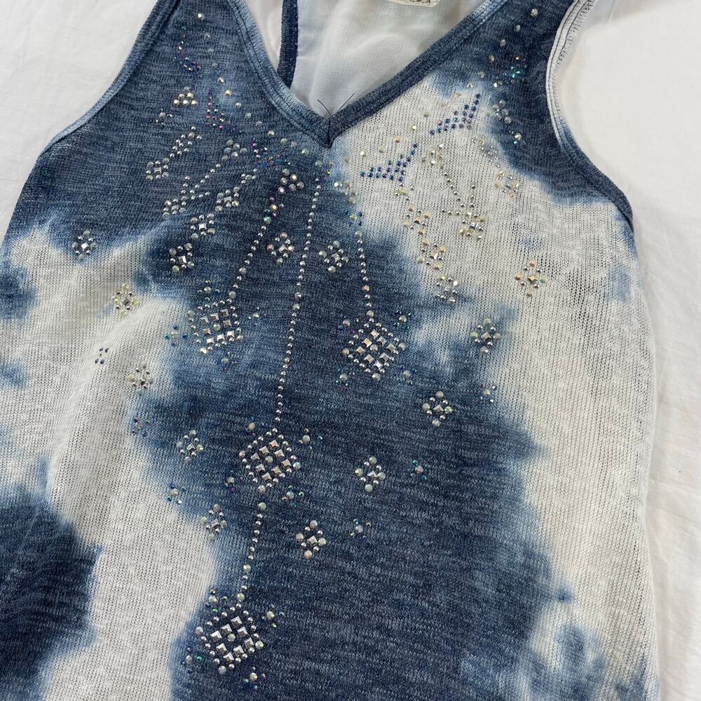 Vocal Embellished Cross Tank Top Lot 3 Blue Black Gray Crochet Lace Women’s S - Picture 10 of 11